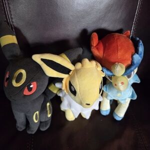 Pokemon Stuffed Animals - Black, Yellow, Blue